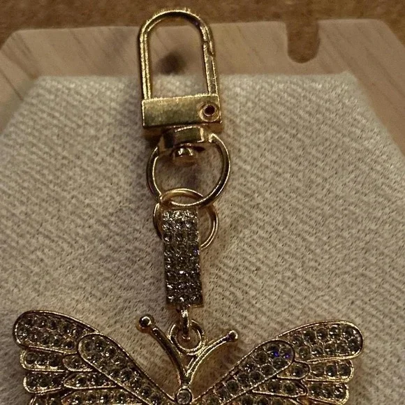 Gold tone butterfly purse charm keychain - Picture 4 of 6